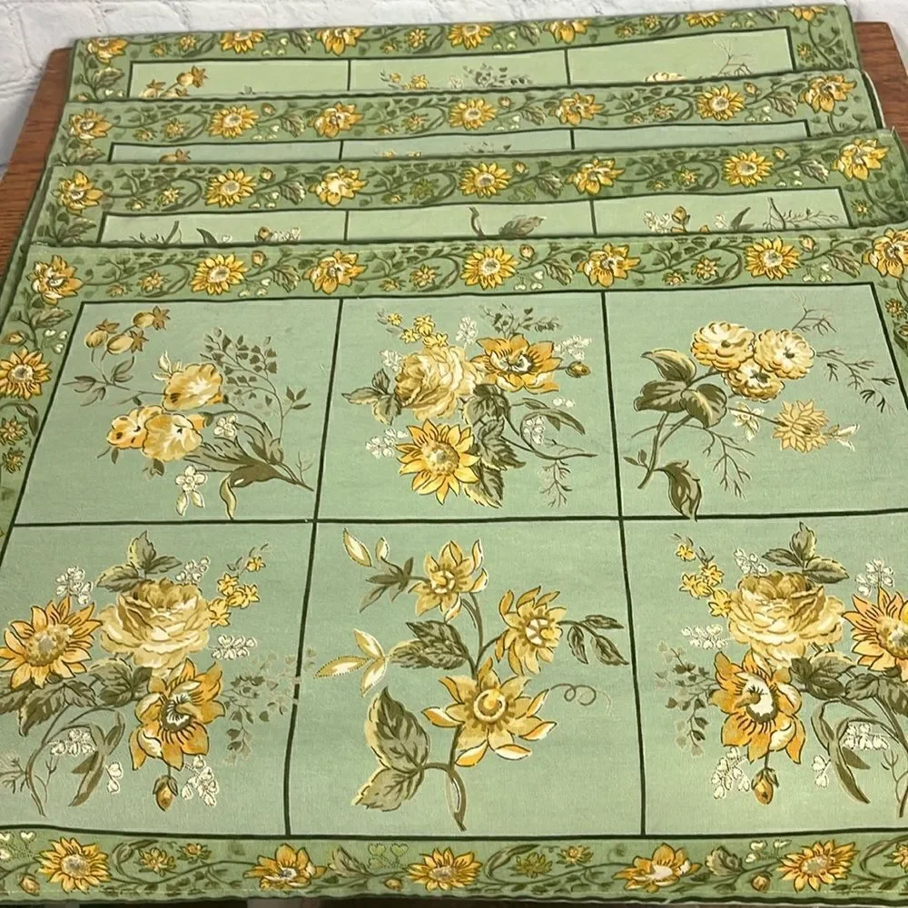 APRIL CORNELL 2000 set of 4 cotton, green and yellow